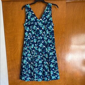 Draper James Blue Green Sleeveless V-Neck Sundress